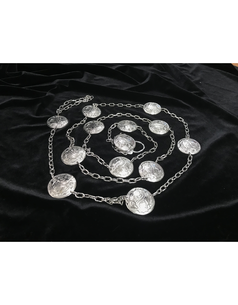 Chain Belt, Dragon Medallions, Silvertone Cloak & Dagger Creations