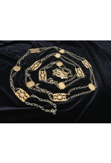 Cloakmakers.com Chain Belt, Diamond Shield and Filigree Rectangle, Raw Brass