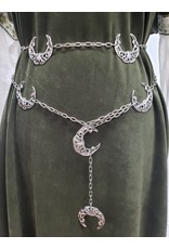 Cloakmakers.com Chain Belt, Filigree Crescent, Silvertone