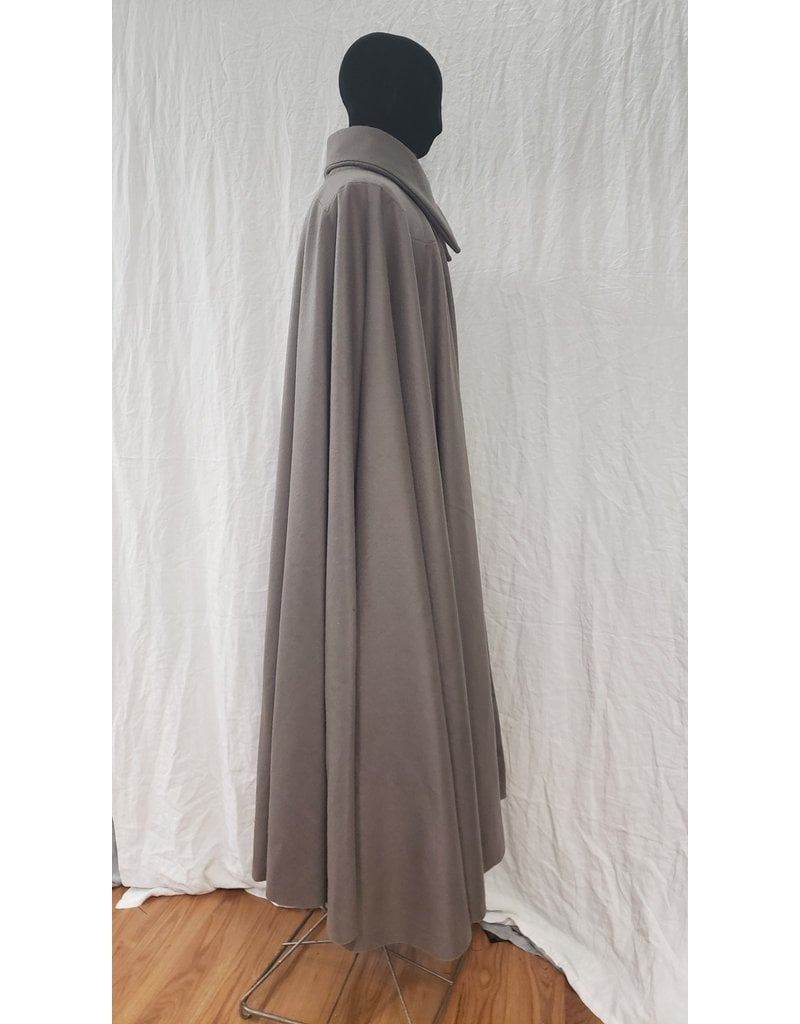 Cloakmakers.com 4781 - Taupe Victorian Collared Cloak, Byzantine Swirl Clasp