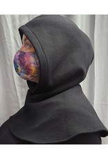 Cloakmakers.com H353 - Washable Black Woolen Twill Hooded Cowl