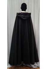 Cloakmakers.com 4770 -Long Black  Full Circle Cloak, 100% Wool, Blue Hood Lining, Pewter Clasp