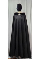 Cloakmakers.com 4770 -Long Black  Full Circle Cloak, 100% Wool, Blue Hood Lining, Pewter Clasp