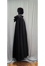 Cloakmakers.com 4770 -Long Black  Full Circle Cloak, 100% Wool, Blue Hood Lining, Pewter Clasp