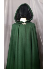 Cloak and Dagger Creations 4784 - Long Green Wool Cloak w/Black Hood Lining, Pewter Clasp