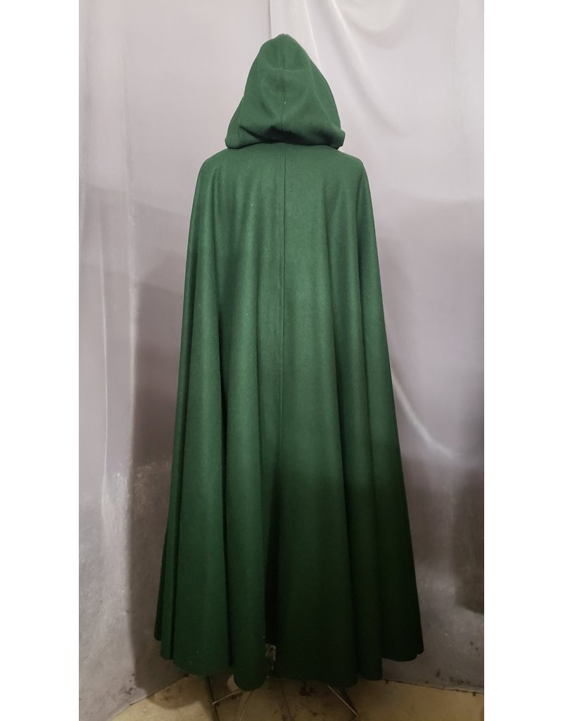 Cloak and Dagger Creations 4784 - Long Green Wool Cloak w/Black Hood Lining, Pewter Clasp