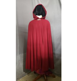 Cloak and Dagger Creations 4779 -  Red Wool Cloak w/Black Velvet Hood Lining, Pewter Clasp