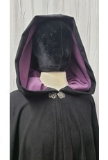 Cloak and Dagger Creations 4777 - Washable Black Moleskin Cloak, Purple Hood Lining, Pewter Clasp