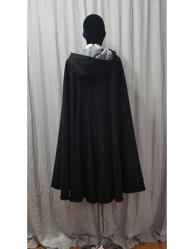 Cloak and Dagger Creations 4773 - Washable Black Moleskin Cloak, Grey Hood Lining, Pewter Clasp