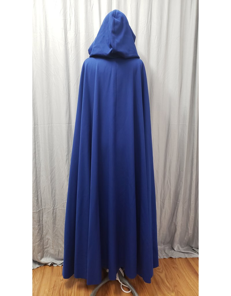 Cloak and Dagger Creations 4772 - Long Blue Wool Twill Cloak, Silver Hood Lining, Pewter Clasp