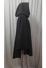 Cloak and Dagger Creations 4776 - Black Windbloc Fleece Ruana Style Hooded Cloak, Pewter Clasp