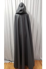 Cloak and Dagger Creations 4788 - Long Grey Woolen Cloak, Dusky Teal Hood Lining, Pewter Clasp