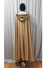 Cloakmakers.com 4790 - Light Brown Cashmere Cloak, Creamy Hood Lining, Brass Clasp