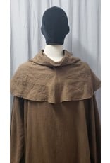 Cloak and Dagger Creations R501 - Brown Linen Monk's Robe w/Pointed Cowl, Matching Pouch