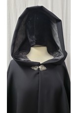 Cloakmakers.com 4796 - Washable Black Woolen Cloak, Grey Hood Lining, Pewter Clasp