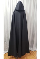Cloakmakers.com 4796 - Washable Black Woolen Cloak, Grey Hood Lining, Pewter Clasp