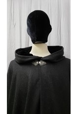 Cloakmakers.com 4740 - Dark Charcoal Gray Long Cloak, Black Hood Lining, Pewter Clasp