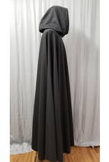 Cloak and Dagger Creations 4740 - Dark Charcoal Gray Long Cloak, Black Hood Lining, Pewter Clasp