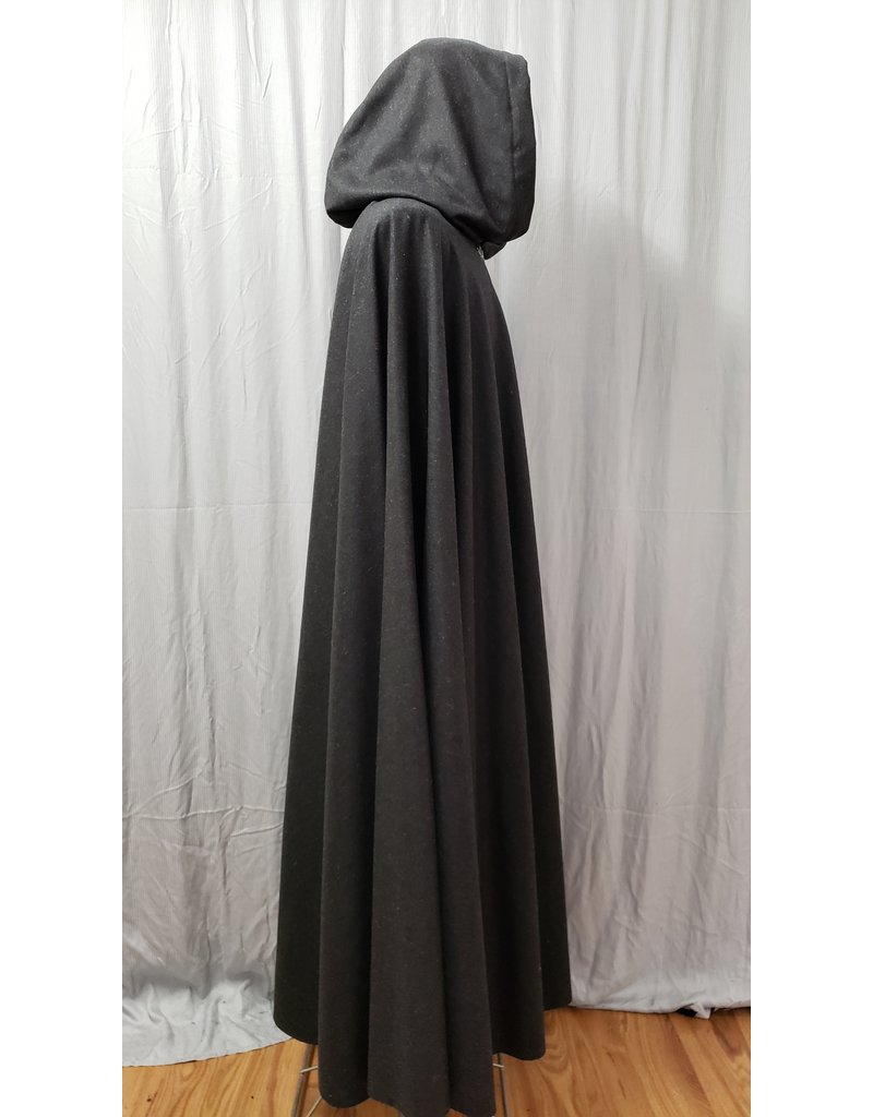 Cloakmakers.com 4740 - Dark Charcoal Gray Long Cloak, Black Hood Lining, Pewter Clasp