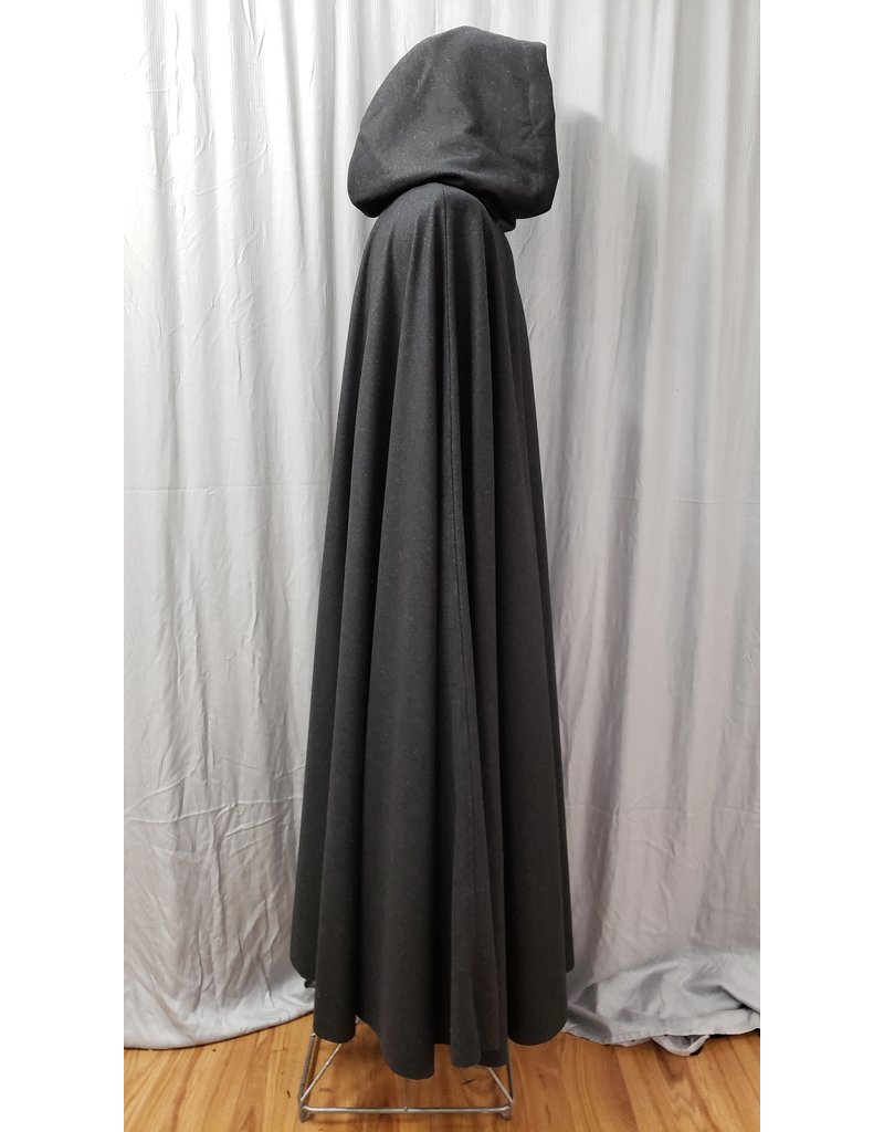 Cloak and Dagger Creations 4754 - Charcoal Grey Shaped Shoulder Cloak, Green Hood Lining, Pewter Clasp