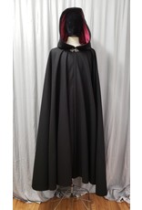 Cloakmakers.com 4797 - Black 100% Wool Cloak, Dark Red Hood Lining, Pewter Clasp
