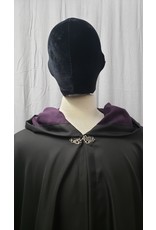 Cloakmakers.com 4799 -  Wind-Resistant Black Cloak, Purple Hood Lining, Pewter Clasp