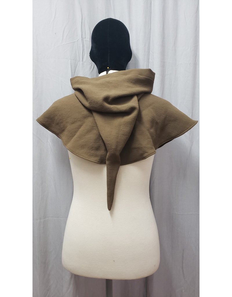 Cloak and Dagger Creations H359 - Brown Washable Wool Crepe Hooded Cowl With Liripipe