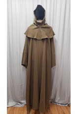 Cloakmakers.com R510 - Extra Long Brown Wool Crepe Monk's Robe w/Pockets, Detached Cowl