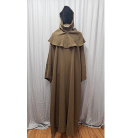 Cloak and Dagger Creations R510 - Extra Long Brown Wool Crepe Monk's Robe w/Pockets, Detached Cowl