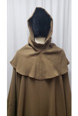 Cloakmakers.com R510 - Extra Long Brown Wool Crepe Monk's Robe w/Pockets, Detached Cowl