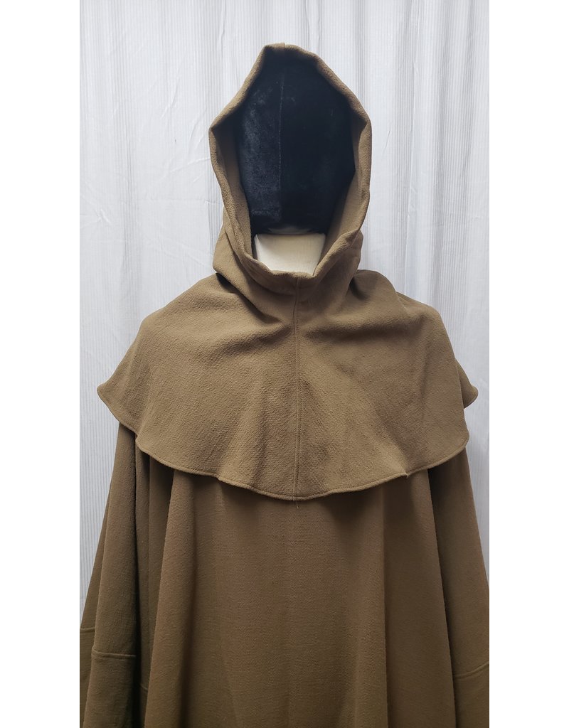 Cloakmakers.com R510 - Extra Long Brown Wool Crepe Monk's Robe w/Pockets, Detached Cowl