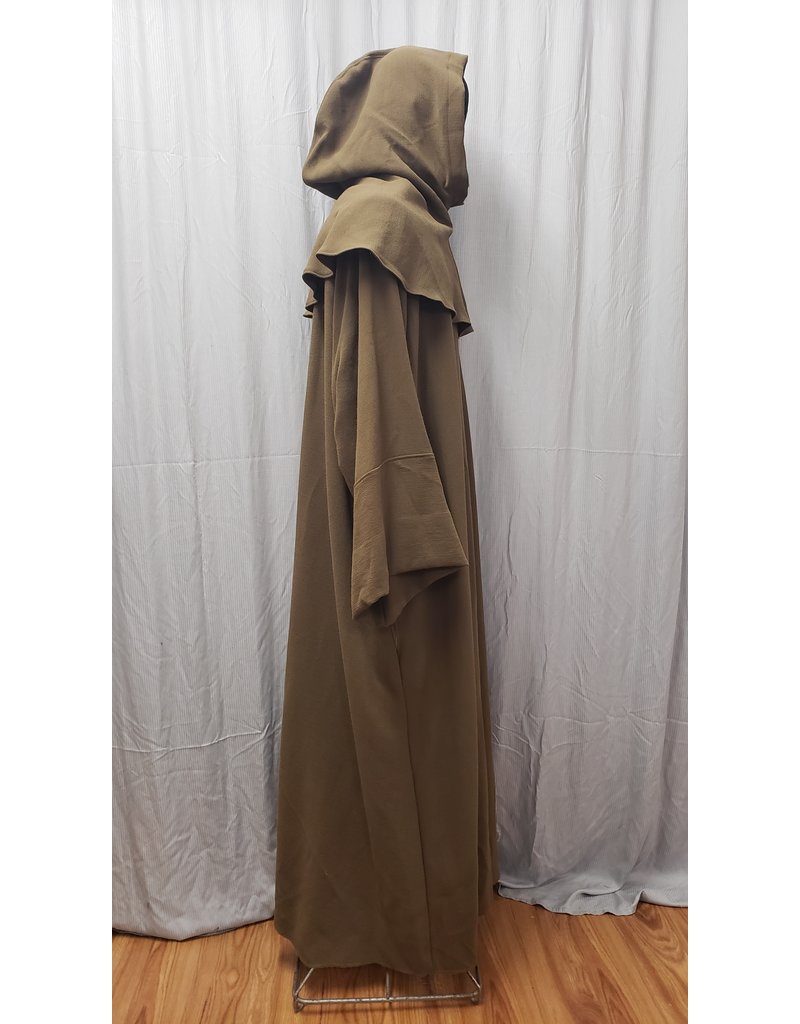 Cloakmakers.com R510 - Extra Long Brown Wool Crepe Monk's Robe w/Pockets, Detached Cowl