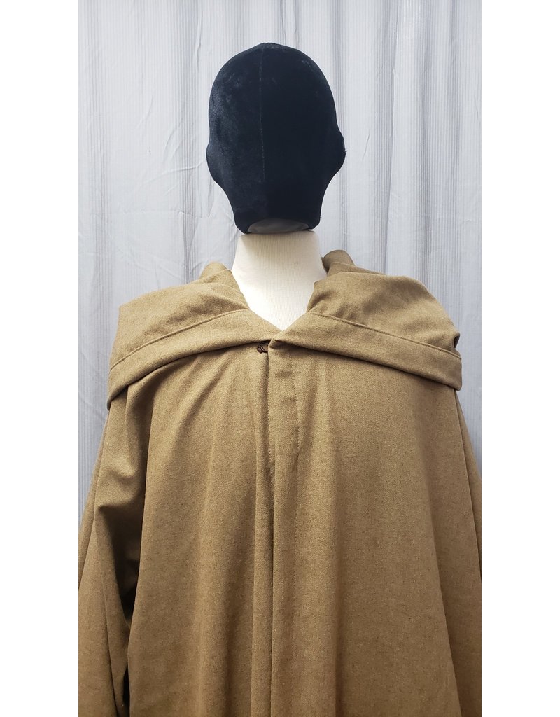 Cloakmakers.com R511 - Extra Long Sandy Brown Wool Jedi Robe w/ Pockets and Liripipe Hood