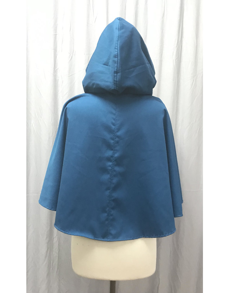 Cloak and Dagger Creations 4803 - Short Aqua Blue Cloak w/ Pockets, Turquoise Hood Lining, Button Closure