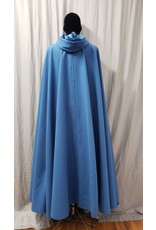 Cloakmakers.com 4810 - Washable Cornflower Blue Wool Winter Cloak, Blue Hood Lining
