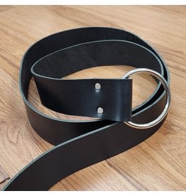 Cloakmakers.com 2" Black Leather Ring Belt with Nickel Silver Ring - 74"