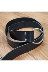 Cloakmakers.com 2" Black Leather Ring Belt with Nickel Silver Ring - 92"