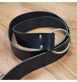 Cloakmakers.com 2" Black Leather Ring Belt with Nickel Silver Ring - 81"