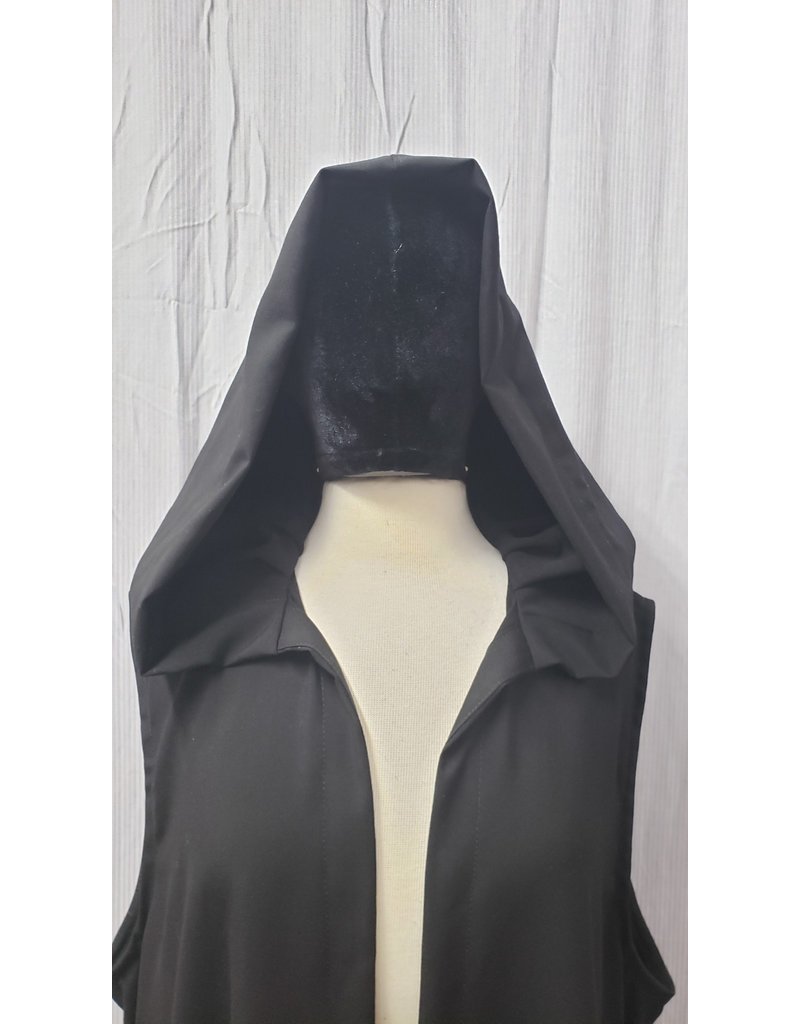 Cloak and Dagger Creations J784 - Long Black Hooded Vest w/ Tails, Pockets