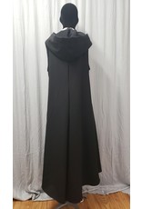 Cloak and Dagger Creations J784 - Long Black Hooded Vest w/ Tails, Pockets