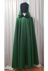 Cloak and Dagger Creations 4814 - Long Bright Green Wool Cloak, Black Velveteen Hood Lining