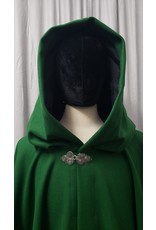 Cloak and Dagger Creations 4814 - Long Bright Green Wool Cloak, Black Velveteen Hood Lining
