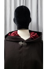Cloakmakers.com 4816 - Short Dark Brown Wool Cloak w/Pockets, Burgundy Hood Lining