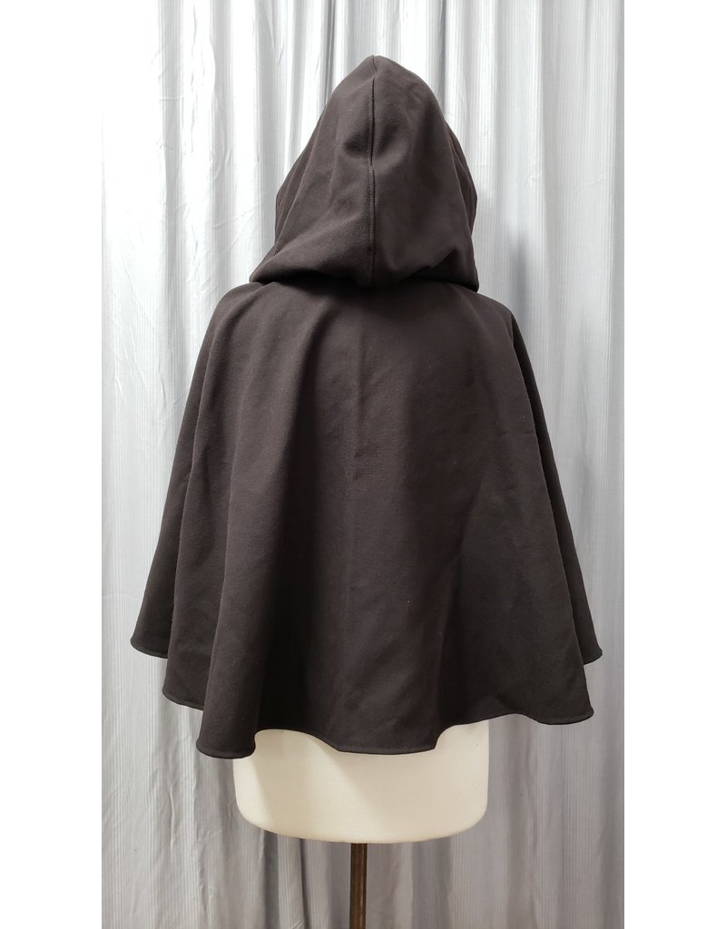 Cloakmakers.com 4816 - Short Dark Brown Wool Cloak w/Pockets, Burgundy Hood Lining