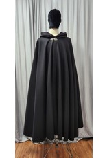 Cloakmakers.com 4817 - Black Wool Cloak w/ Purple Hood Lining, Pewter Clasp