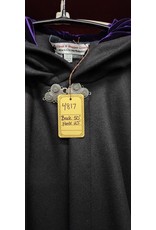 Cloakmakers.com 4817 - Black Wool Cloak w/ Purple Hood Lining, Pewter Clasp