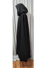 Cloakmakers.com 4818 - Washable Black Wool Cloak, Grey Hood Lining, Pewter Clasp