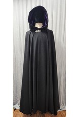 Cloak and Dagger Creations 4825 - Charcoal Grey 100% Wool Long Cloak, Purple Hood Lining