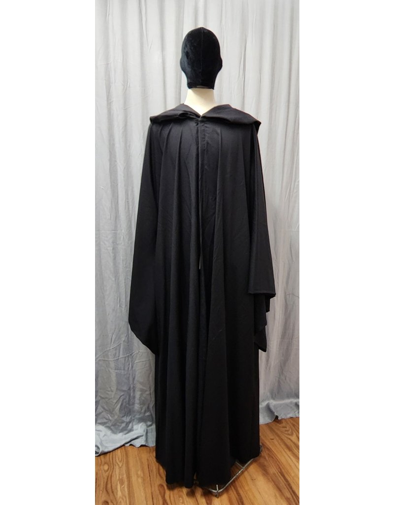 Cloak and Dagger Creations R514 Washable Black Robe w/Pockets, Extra Long