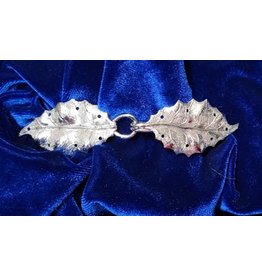 Cloak and Dagger Creations Holly Leaves Cloak Clasp - Silver Tone Plated